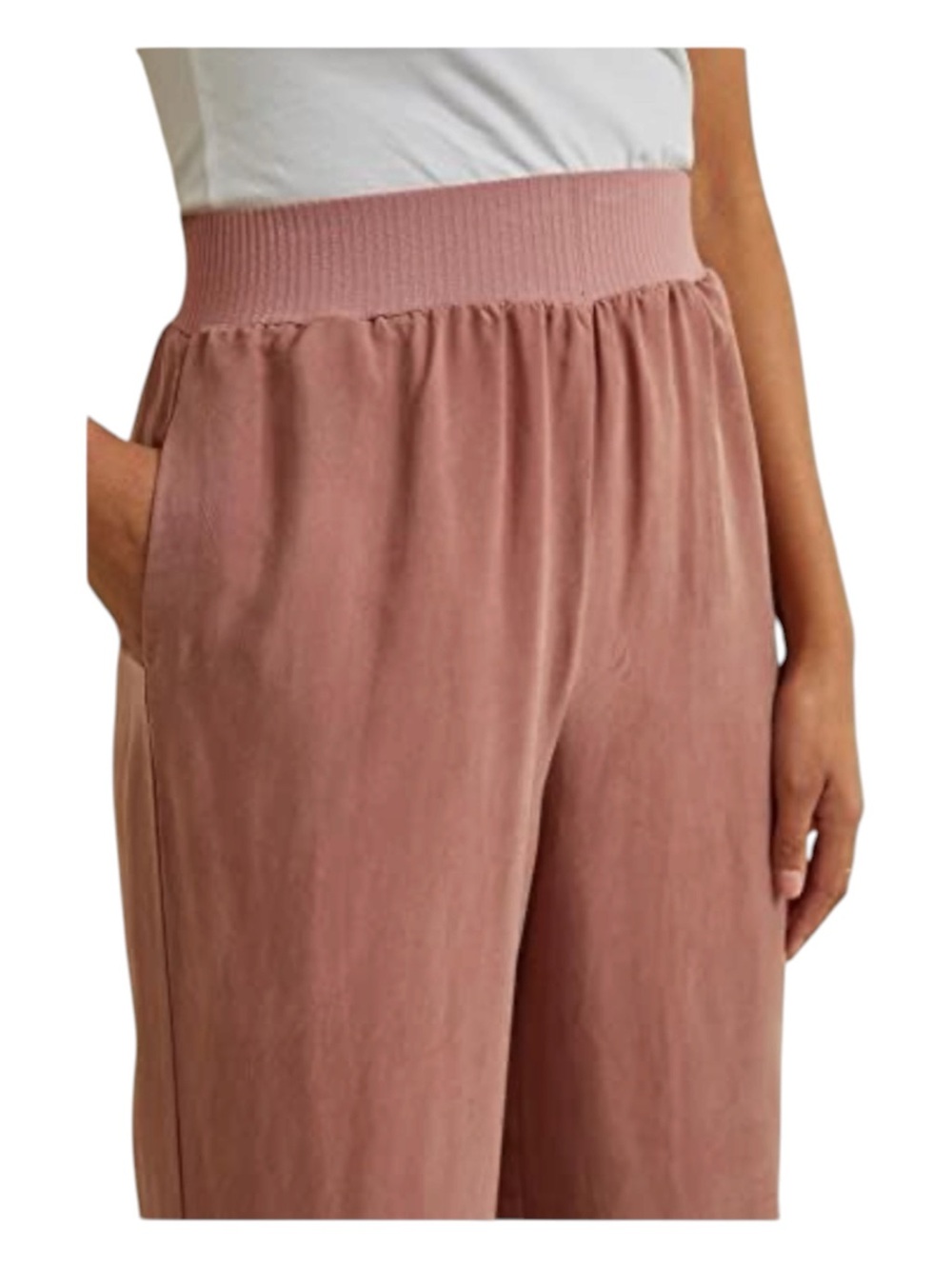 Amour Vert NWT Salice Mixed Cupro Wide Leg Pants Quartz Size XL - Picture 2 of 12
